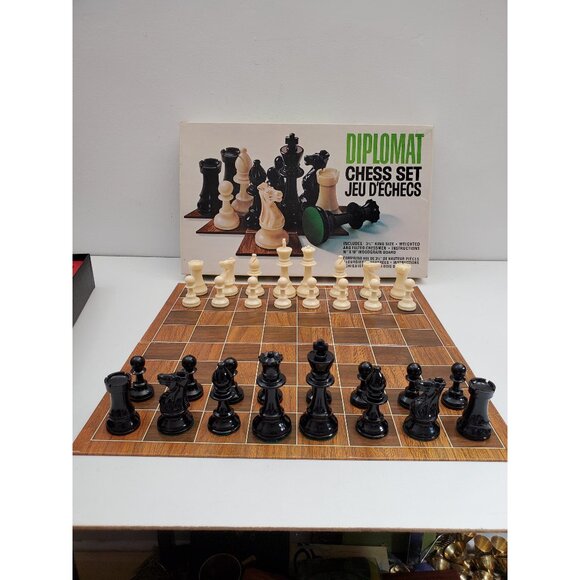 Vintage Plastic Chess Game with Board Vintage Board Game. Chess Set With Board, - Picture 1 of 10